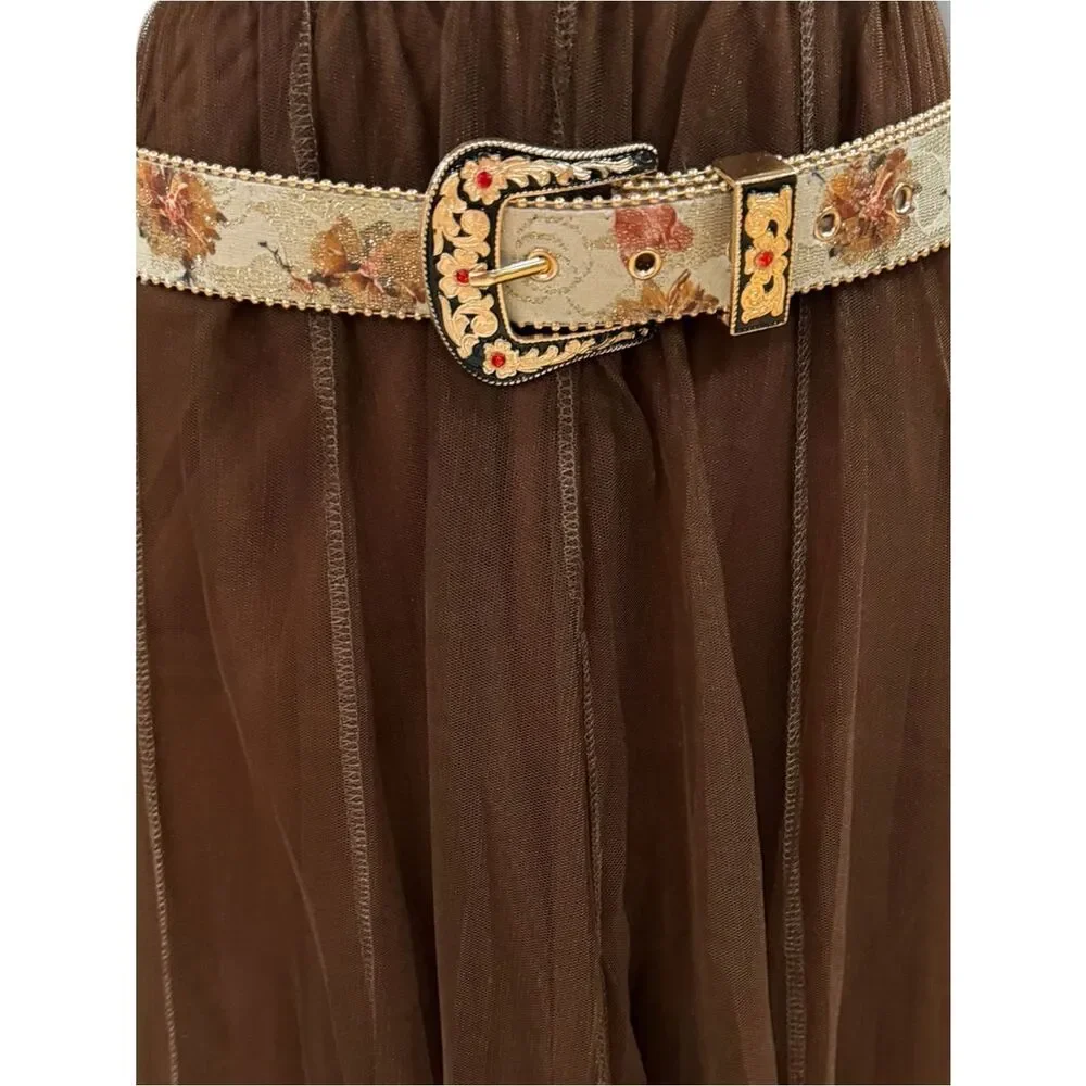 Cream Beige Floral Embroidered Western Belt  - Cowgirl Core Stagecoach Festival